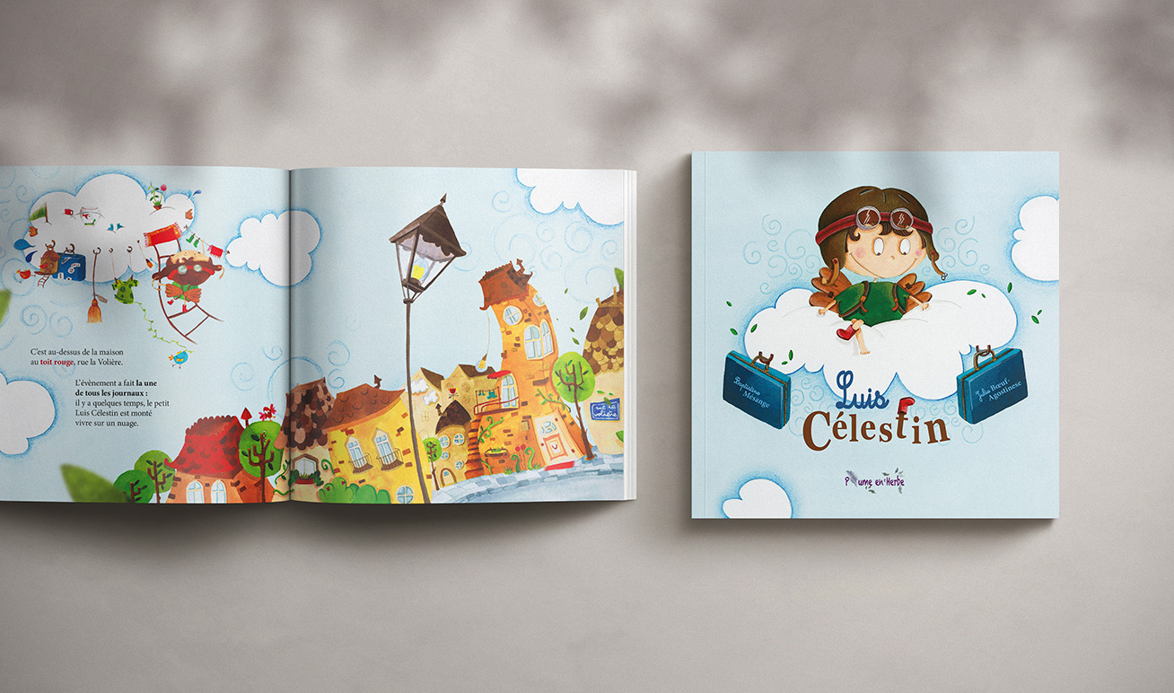 essenzia-design-studio-illustrations-luis-celestin-1 livre pour enfant, album jeunesse ouvert sur une page d'illustrations
