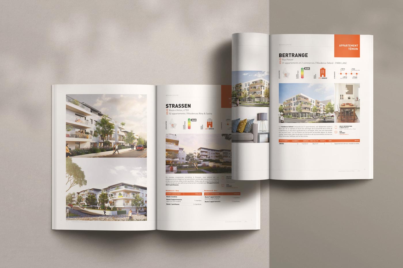 T&P-catalogue-maisons-appartements-2 Double page du catalogue immobilier de Thomas & Piron – vues 3D et plans de maisons et appartements